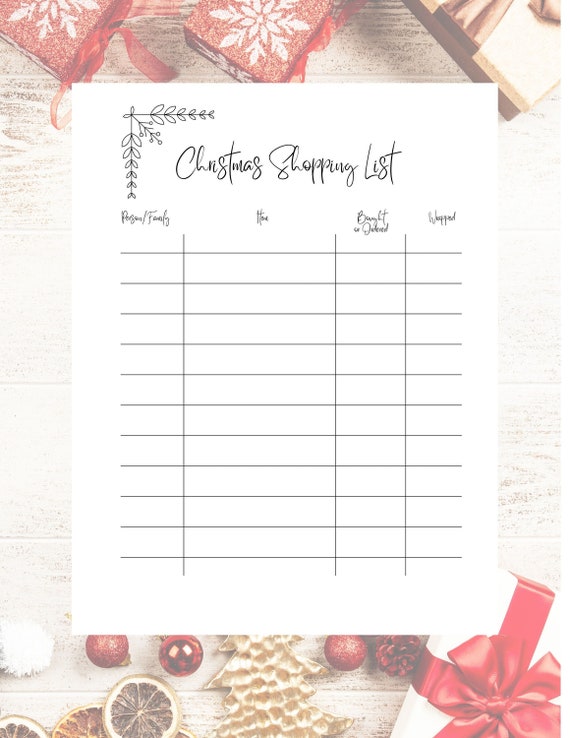 Christmas Shopping List, Christmas Shopping List Organizer