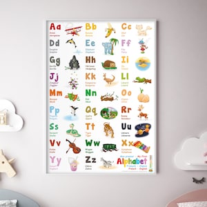 A to Z Bilingual ALPHABET POSTER French English HOMESCHOOL School Education Polyglot Classroom Decoration Child Multilingual Gift Kids image 10