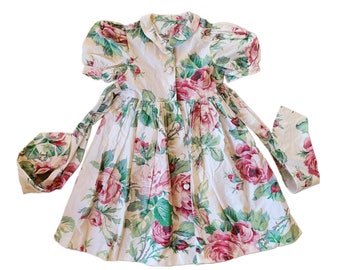 Vestido vintage de pudín de ciruela, talla 4T, 100% algodón, hecho en EE. UU., vestido floral vintage para niños, vestido de bebé vintage, ropa de bebé vintage, vestido de flores