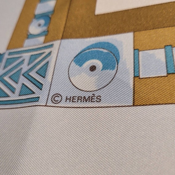 HERMES A.M CASSANDRE POUR スカーフ ブルー HM06, Vintage HERMES Silk Scarf,hermes Cuillers D' Afrique