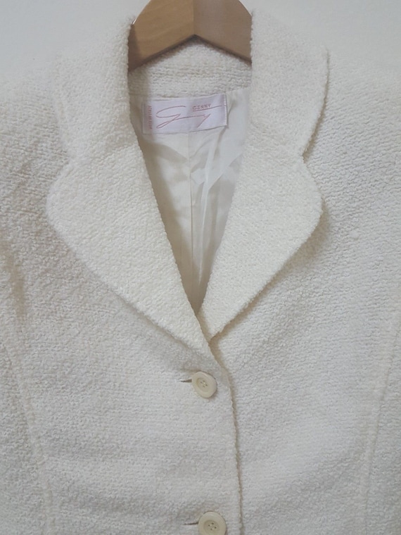 Blazer Femme Vintage Genny - Taille 8 (S-M) - Beige - Créateur Italien - Occasion Très Bon État