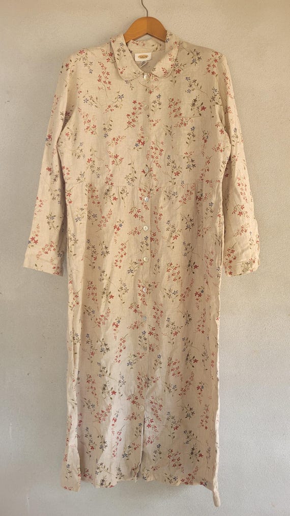 Vintage 90s Talbots Linen Floral Dress - Long Sleeve Maxi Size 16 - Etsy Vintage 90s Talbots Linen Floral Dress - Long Sleeve Maxi Size 16 - Etsy