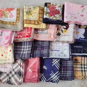 Lots 19 Vintage handkerchief,Burberry handkerchief,Burberrys Hanky, Men's hanky,Women's hanky,Flowers ,Cotton,accessories,Gifts,Birthday,Vtg