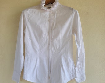 SH02 Vintage Enara camice Blouses,wedding blouses,minimal blouse,work style,Minimal,Size 1, Wear to work, White blouse, Victoria style