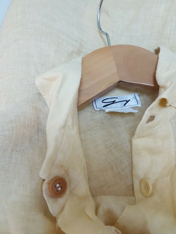 SH03, Vintage GENNY shirt, Yellow Linen Shirt , V… - image 3