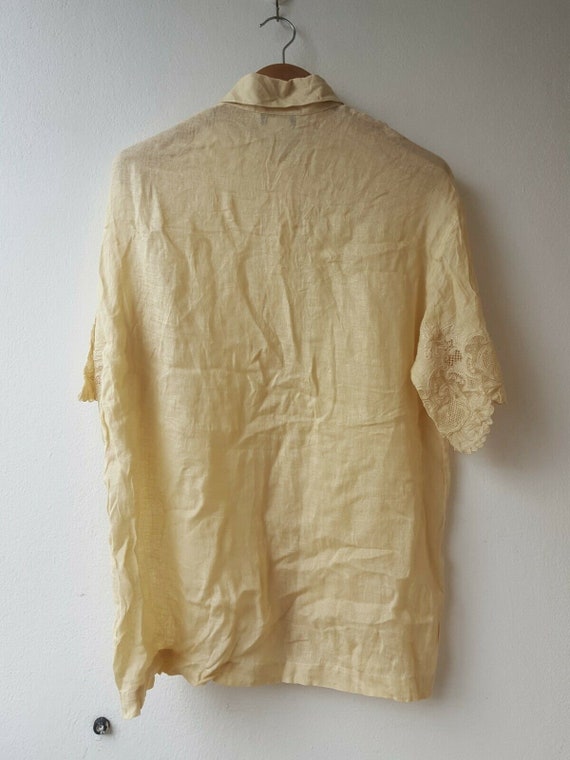 SH03, Vintage GENNY shirt, Yellow Linen Shirt , V… - image 6