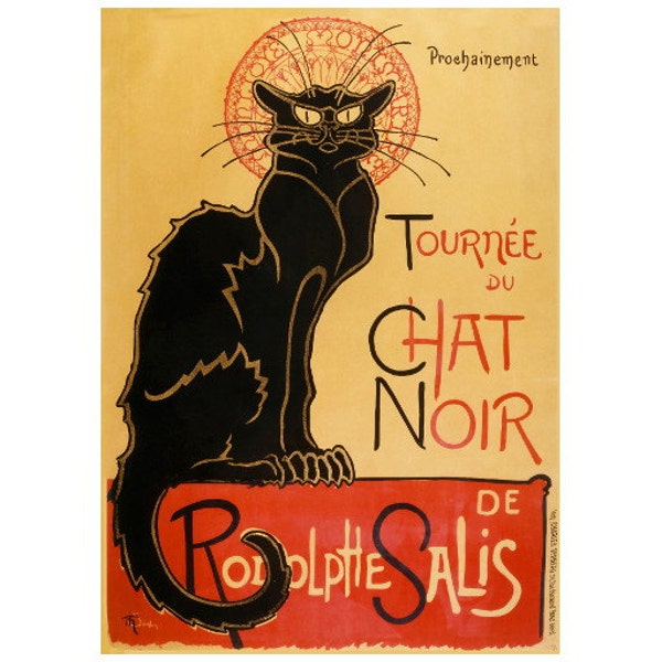 Le Chat Noir Advertising Poster FRIDGE MAGNET, 1896 Théophile Steinlen French Ad Repro Black Cat Mini Gift Refrigerator Magnet