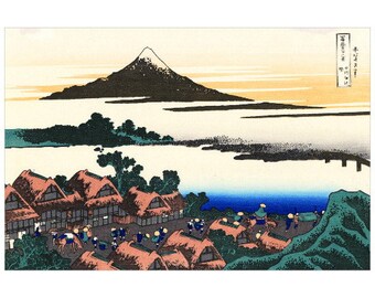Hokusai, Dawn at Isawa in Kai Province FRIDGE MAGNET, Edo Fine Art Japanese Woodblock Print Repro Views Mt. Fuji Mini