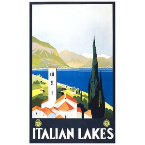 Italienische Seen Reiseplakat KÜHLSCHRANKMAGNET, Italien Werbung Ad Poster Repro Mini Geschenk Kühlschrankmagnet