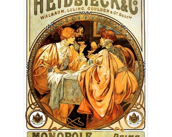 Heidsieck and Co. Advertising Poster FRIDGE MAGNET, 1901 Alphonse Mucha Art Nouveau Mini Gift Refrigerator