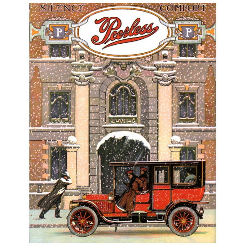 Peerless Automobile Advertising Poster FRIDGE MAGNET, 1910 Motor Company Mini Gift Refrigerator image 1