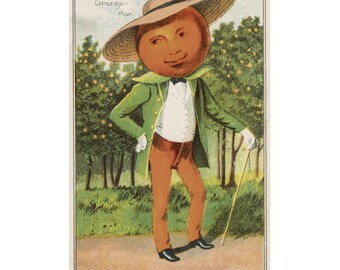 Bufford's Fruit Cards No. 779-2 FRIDGE MAGNET, 1887 An Orange Man Food Mini Gift Refrigerator