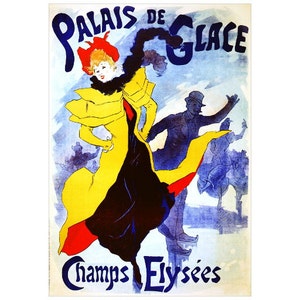 Palais de Glace Champs Elysees Advertising Poster FRIDGE MAGNET, 1893 Jules Cheret Mini Gift Refrigerator