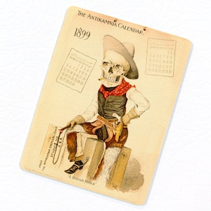 Antikamnia 1899 Kalender #6 KOELKASTMAGNEET, November December Skelet Promotiekaart Mini Gift Koelkast