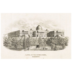 Capitol of the United States FRIDGE MAGNET, 1846 Washington Americana Ad Repro Mini Gift