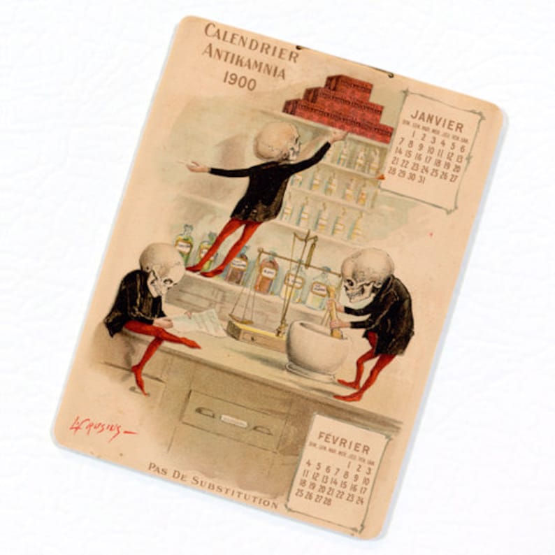 Antikamnia 1900 Calendar 1 Deco FRIDGE MAGNET Jan Feb Etsy