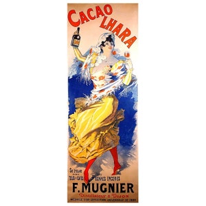 Cacao Lhara Advertising Poster FRIDGE MAGNET, 1890 Jules Cheret Art Nouveau Mini Gift Refrigerator