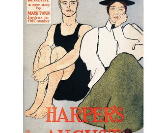 Harper’s August 1896 Magazine Cover Art FRIDGE MAGNET, Edward Penfield Repro Mini Gift Refrigerator Magnet
