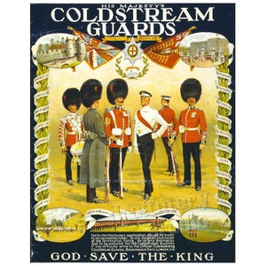 His Majesty&#39;s Coldstream Guards FRIDGE MAGNET, WWI British Military Propaganda Poster Mini Gift Refrigerator