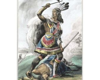 The Indian Warrior FRIDGE MAGNET, 1845 N Currier Americana Ad Repro Mini Gift