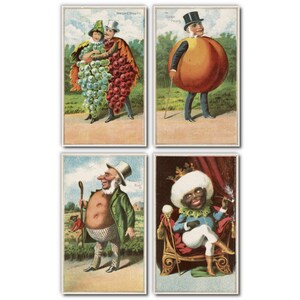 Bufford's Fruit & Vegetable Cards Juego de imanes para nevera, 1887 Grapes Peach Potato Cotton