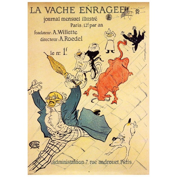 La Vache Enragee (The Mad Cow) Poster FRIDGE MAGNET, 1897 Toulouse-Lautrec Repro Mini Gift Refrigerator Magnet