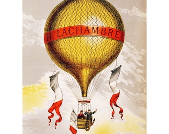 Lachambre Balloon Advertising Poster FRIDGE MAGNET, Henri Antique Hot Air Mini Gift Refrigerator