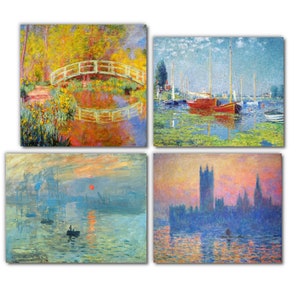 Set di magneti da frigorifero con dipinti di Claude Monet, riproduzione artistica, Impressione Alba Sole Levante