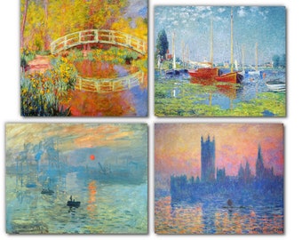 Claude Monet Painting Fridge Magnet Set, Fine Art Repro Impression Sunrise Soleil Levant