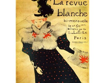 La Revue Blanche Advertising Poster FRIDGE MAGNET, 1895 Toulouse-Lautrec French Ad Repro Mini Gift Refrigerator Magnet