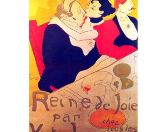 Reine de Joie Advertising Poster FRIDGE MAGNET, 1892 Toulouse-Lautrec French Ad Repro Mini Gift Refrigerator Magnet