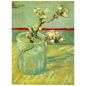 Vincent van Gogh, Blossoming Almond Branch in a Glass FRIDGE MAGNET, 1888 Fine Art Repro Vase Mini Gift Refrigerator