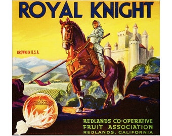 Royal Knight Orange Crate Label KÜHLSCHRANKMAGNET, Redlands California CA Mini-Geschenk-Kühlschrank-Essen
