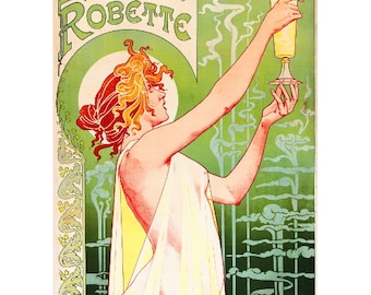 Absinthe Robette Advertising Poster FRIDGE MAGNET, Henri Privat-Livemont Art Nouveau Mini Gift Refrigerator