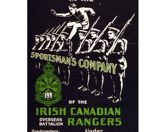 Irish Canadian Rangers Recruiting Poster FRIDGE MAGNET, 1914 WWI World War Mini Gift Refrigerator