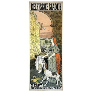 Delftsche Slaolie Oil Mill Advertising Poster FRIDGE MAGNET, 1900 Jacques Zon Decorative Mini Gift Refrigerator