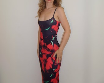 strapless open back dress Devina Satin Gown in Red Crimson