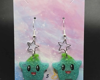 Small Super Mario Inspired Lumalee Star Dangle Earrings