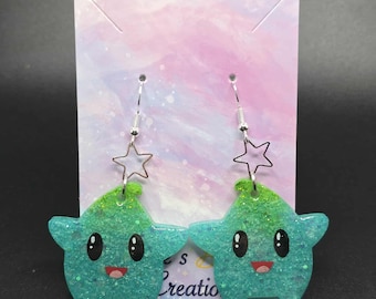 Large Super Mario Inspired Lumalee Star Dangle Earrings
