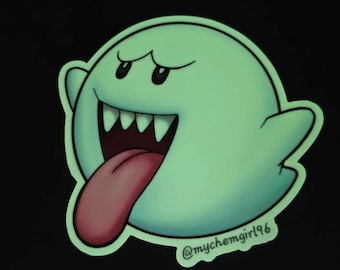 Super Mario Inspired Boo Ghost Glow in the Dark Sticker by Jocie Golden