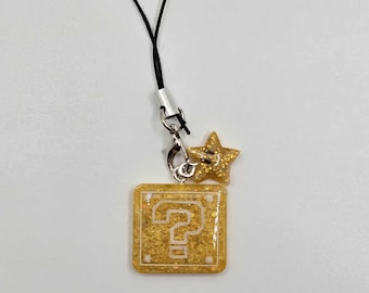 Super Mario Inspired Question Block Phone or Switch Dangle Charm