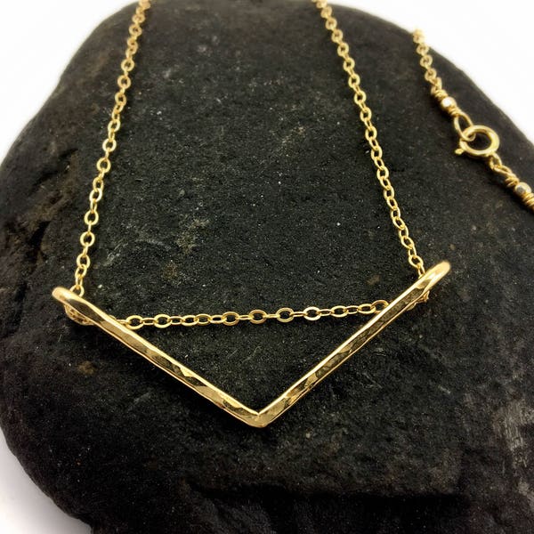 Chevron Necklace, 14k gold-filled, or sterling silver, modern, Edgy and Unique, Simple, lifestyle proof