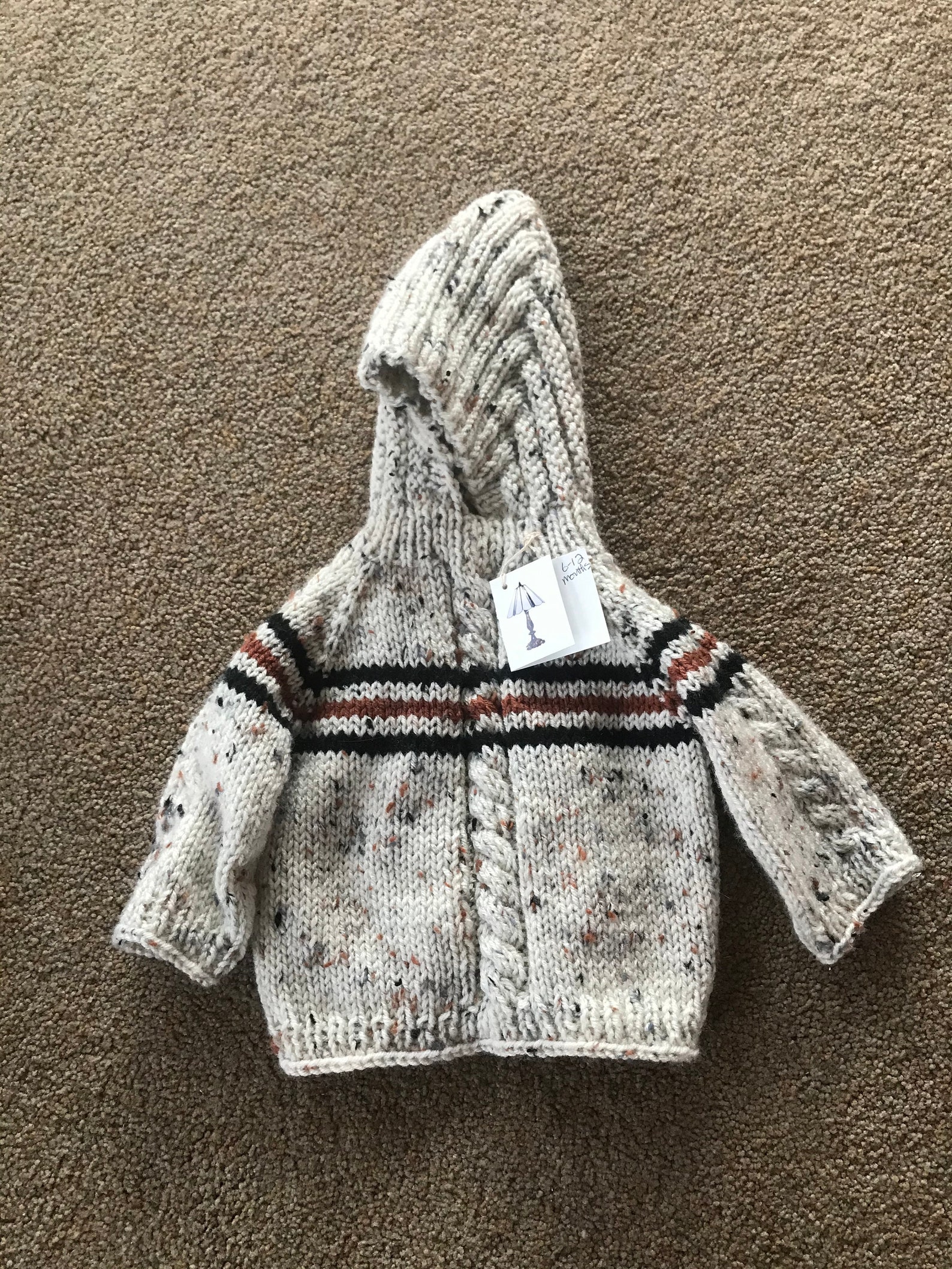 Hooded Baby Sweater 612 Months Etsy