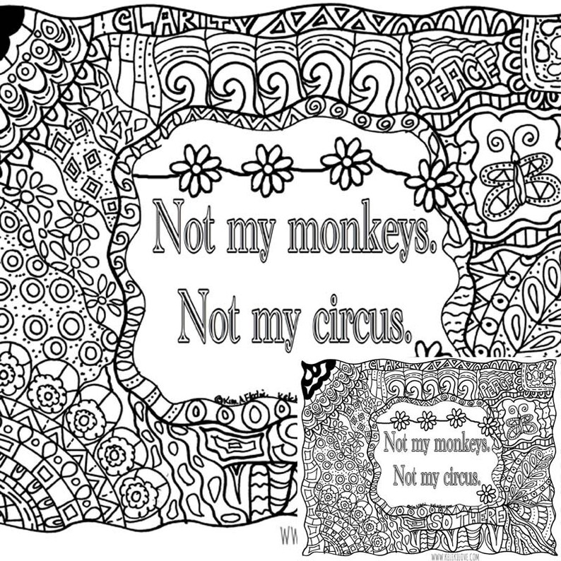 Not My Monkeys Not My Circus Printable Coloring Page | Etsy