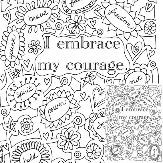 I Embrace My Courage Printable Coloring Page Instantly Etsy