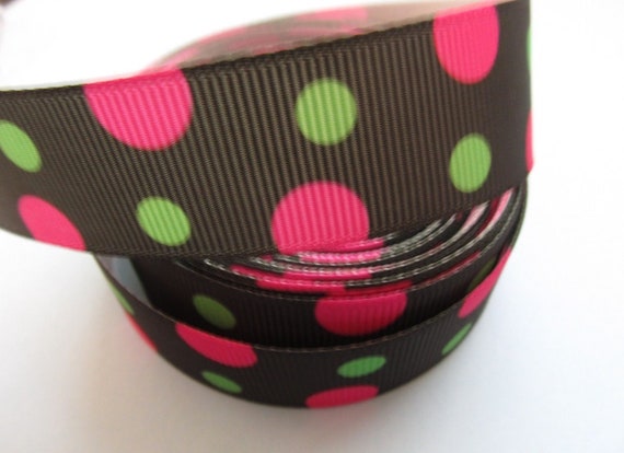 Grosgrain Flamingo with Chevron Pattern Ribbon 7//8/"/" 22mm