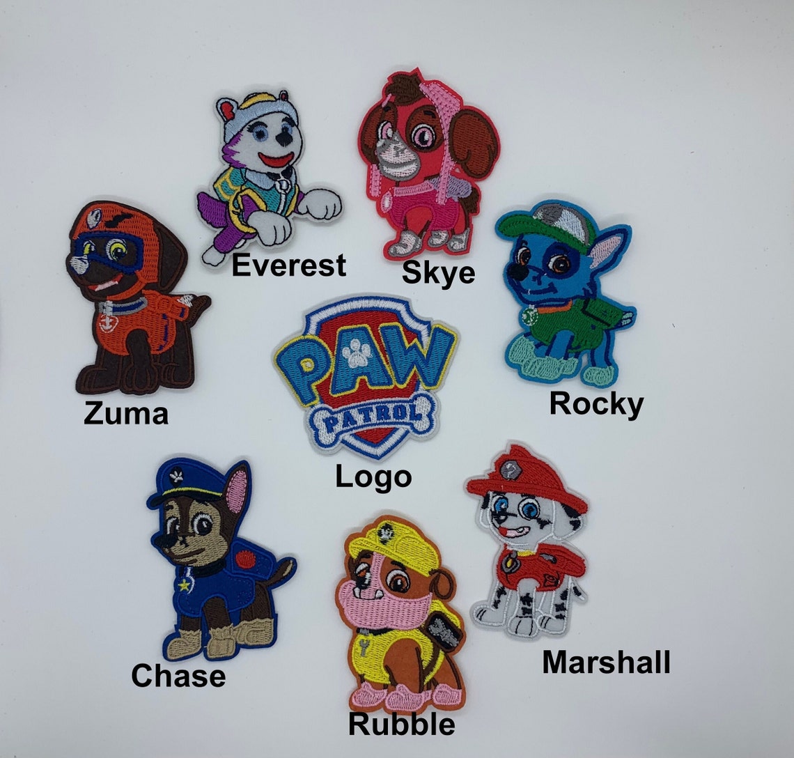 Paw Patrol Characters Iron on Applique Patch Etsy