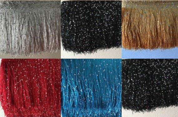 Sequin Tassel Fringe Fringing Trim Red OR Black 15cm 6" 30cm 12" X 1 YARD Sequin Tassel Fringe Fringing Trim Red OR Black 15cm 6" 30cm 12" X 1 YARD