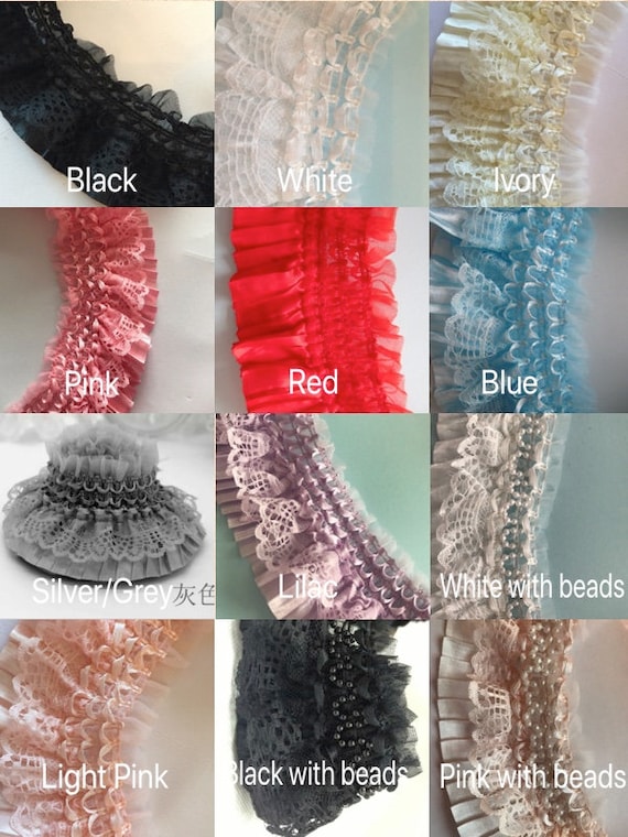 Amazing Ruffle Pleated Elastic Lace = price for 1 yard //select color//