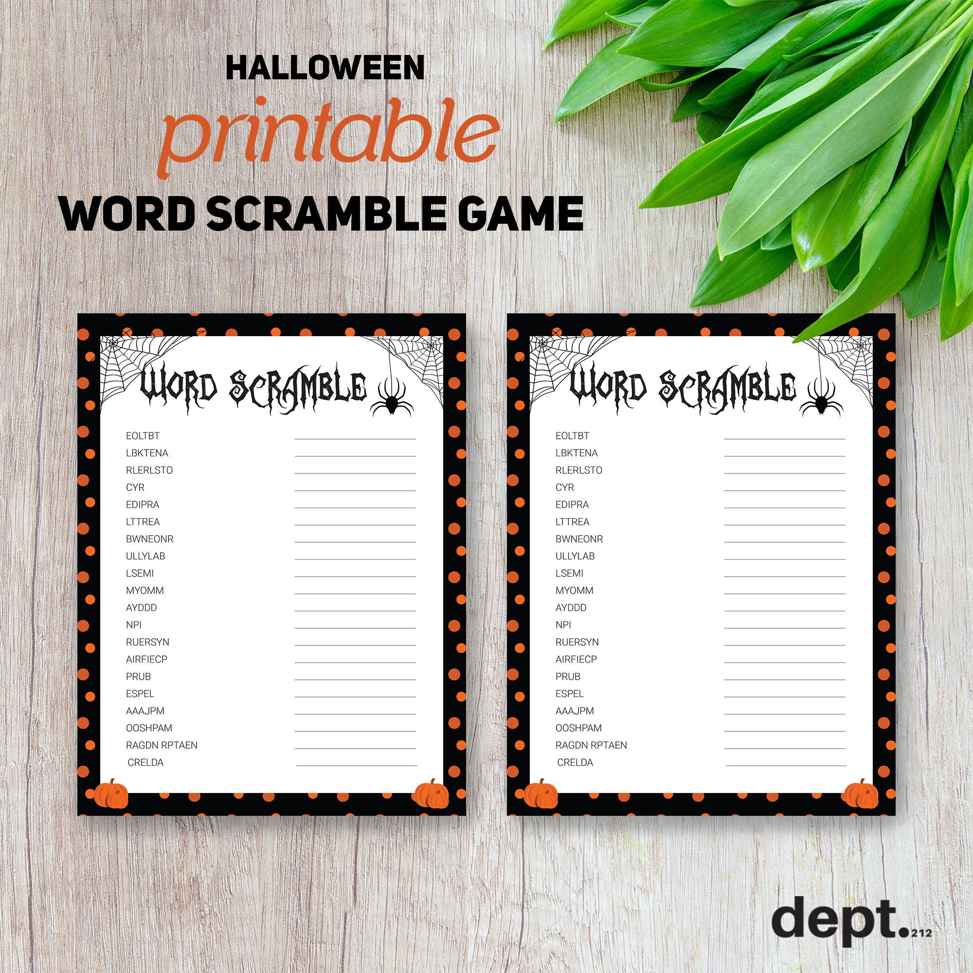halloween word scramble game